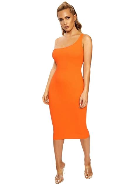Naked Wardrobe Snatched To The Side Dress Kendall Jenner Orange Bec