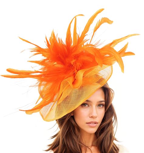 Orange Fascinator Hat Headpiece Royal Ascot Kentucky Derby Oaks