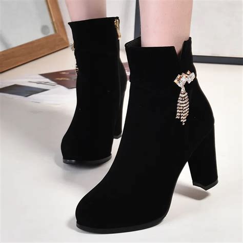 womens leather comfortable ankle boots platform high heel booties