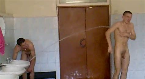 showering army soldier mate my own private locker room