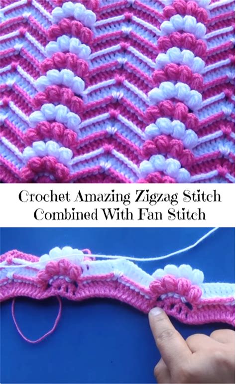 Crochet Amzing Zigzag Stitch Combined With Fan Stitch Crochet Ideas