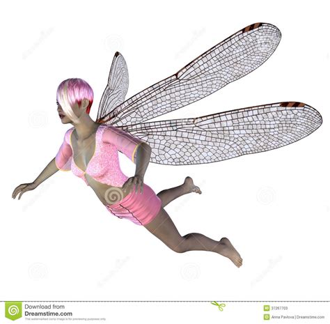 fairy with pink dragonfly wings stock illustration