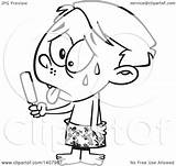 Hot Cartoon Boy Eating Sweaty Clipart Popsicle Lineart Illustration Royalty Vector Leishman Ron Toonaday sketch template