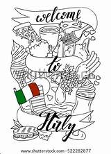 Coloring Food Italian Pages Italy Template Background Drinks Doodle sketch template