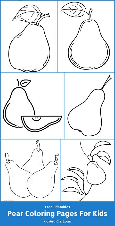 pear coloring pages  kids  printables kids art craft