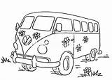 Vw Bus Van Camper Drawing Volkswagen Sketch Coloring Line Pages Motorhome Embroidery Cars Colouring Cartoon Campervan Hippie Kleurplaten Stamps Color sketch template