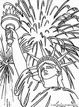 Statue 4th Patriotic Colouring Libertys sketch template