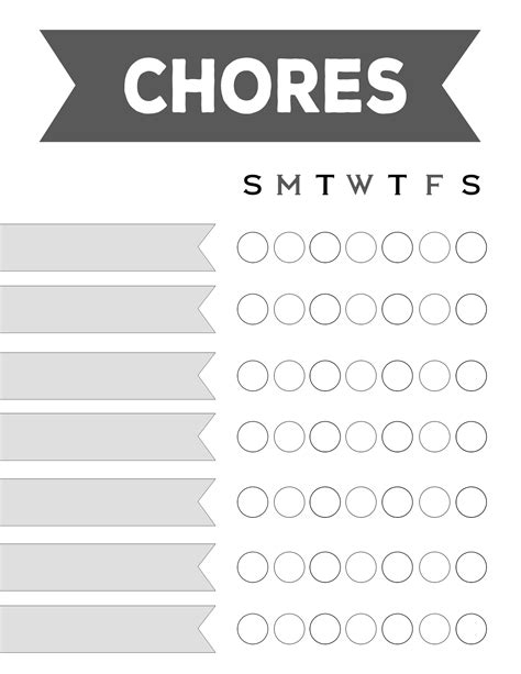 printable weekly chore charts paper trail design