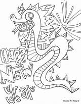 Chinese Year Coloring Pages Dragon Zodiac Happy Drawing Doodle Printable Lunar Sheets Color Cartoon Alley Template Number Getcolorings Easy Getdrawings sketch template