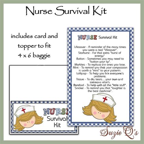 nurse survival kit includes topper  card digital etsy medical