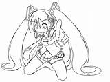 Miku Hatsune Coloring Pages Vocaloid Lineart Color Printable Deviantart Colouring Getcolorings Getdrawings Coloringhome sketch template
