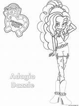 Coloring Girls Dazzle Adagio Equestria Pages Printable Book sketch template