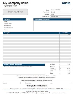 quotation templates  ms word  ms excel format