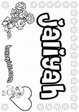 Coloring Pages Hellokids Jaliyah Name Girly Color Girls sketch template