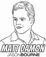 Coloring Damon Matt Jason Bourne sketch template