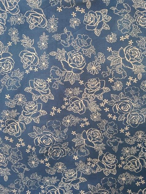 blue rose fabric  cotton fabric  custom order    etsy
