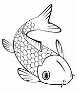Fish Coloring Koi Pages Outline Drawing Cute Realistic Japanese Goldfish Fishing Tuna Chinese Color Print Clipart Lure Tropical Printable Drawings sketch template
