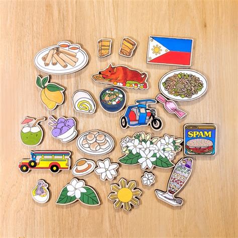 Filipino Food And Culture Icons As Pins Magnets Keychains Etsy