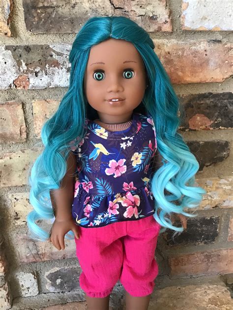 Blythe Ooak Custom African American Girl Doll Teal Ombre Curly Etsy