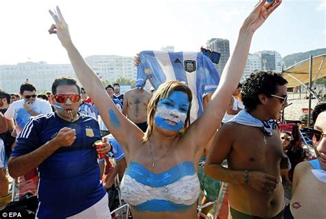 argentina fans take over copacabana beach before world cup clash vs