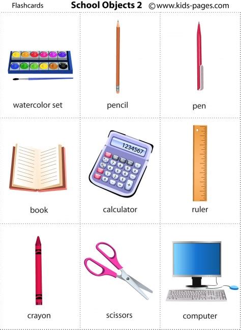 school objects  flashcard