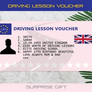 voucher template driving lesson voucher driving gift  etsy uk