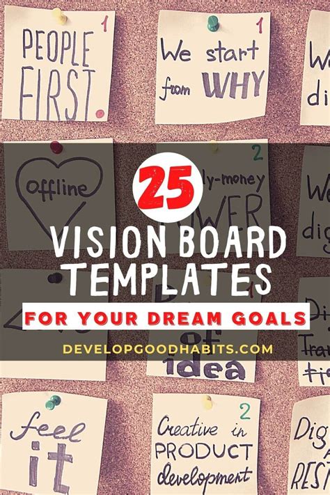 vision board templates  printable   vision board