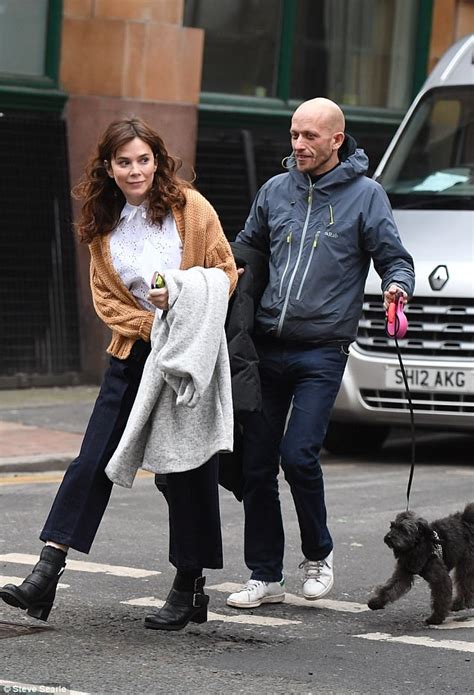 anna friel takes pooch for a walk on set daily mail online