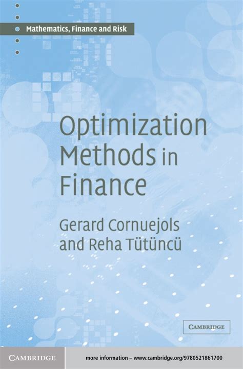 optimization methods  finance  mathematical finance mathematics finance