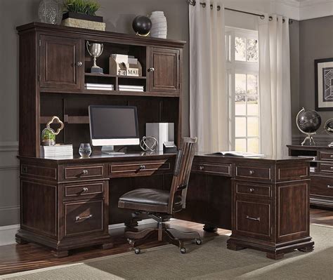 weston  shaped desk  hutch  aspenhome furniturepick