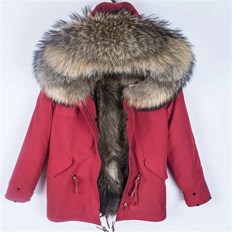 real fur coat winter jacket women short parka waterproof big