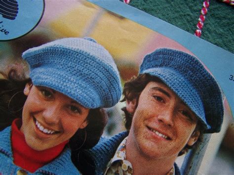 vintage beehive denim hippie knitting patterns jacket hat cap shoulder