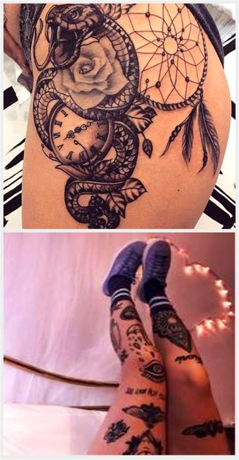 Unique Dreamcatcher Thigh Tattoo Ideas For Women Cool Owl Leg Tat