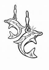Coloring Jewelry Earrings Dolphin Pages Template Sheet Kids sketch template