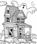 Haunted Coloring House Pages Printable Drawing Castle Easy Minecraft Tree Kids Mansion Print Halloween Colouring Adults Template Dog Color Silhouette sketch template