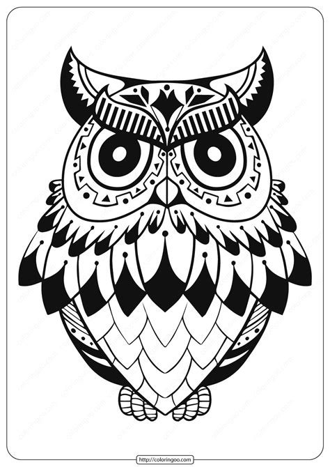 printable owl animal coloring page
