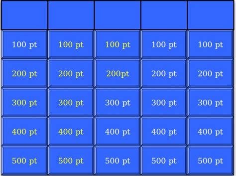 blank jeopardy templates  sample  format
