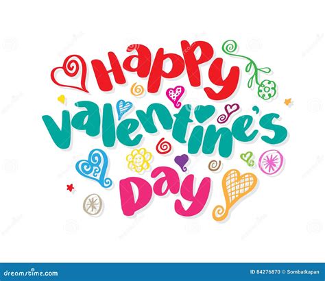 happy valentines day lettering stock vector illustration