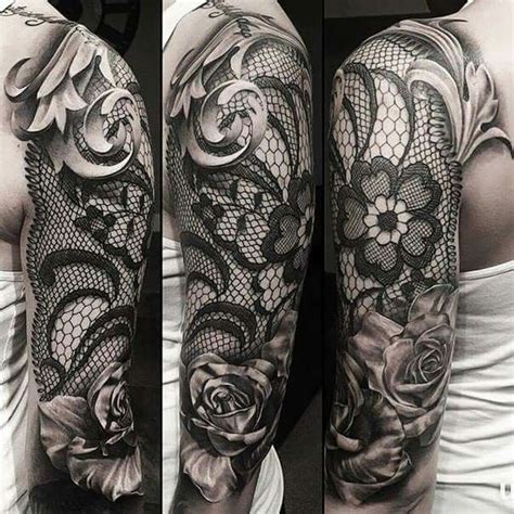 Arm Tattoo Spitze And Roses Lace Sleeve Tattoos Girls With Sleeve