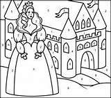Castles Number Princesses Coloritbynumbers sketch template