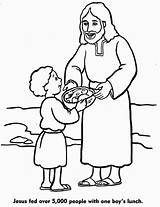 Feeds Panes Feeding Miracles Peces Cinco Thousand Minggu Historias Biblicas Biblia Walsh Alimenta Mewarnai sketch template