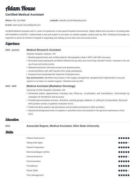 medical assistant resume  template
