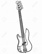 Bass Guitar Electric Simple Drawing Line Coloring Pages Illustration Instrument Easy Stock Vector Wallpaper Pencil Music Sketch Drawings Color Band sketch template