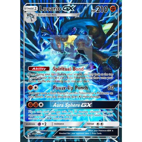 Lucario Gx Full Art Custom Pokemon Card Zabatv