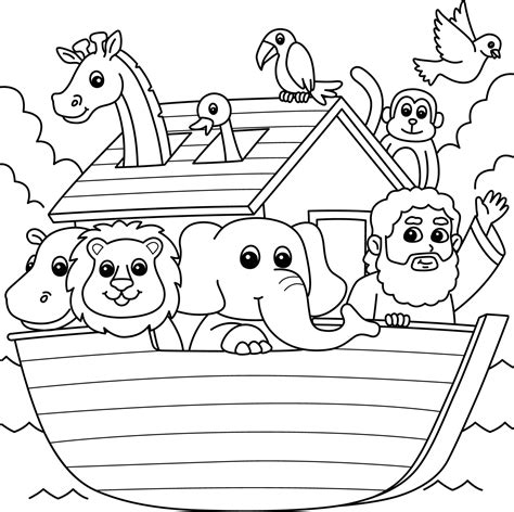 noahs ark coloring page  kids  vector art  vecteezy