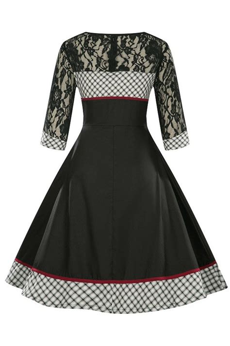 Vintage Skater Dress With Sleeves With Lace Design