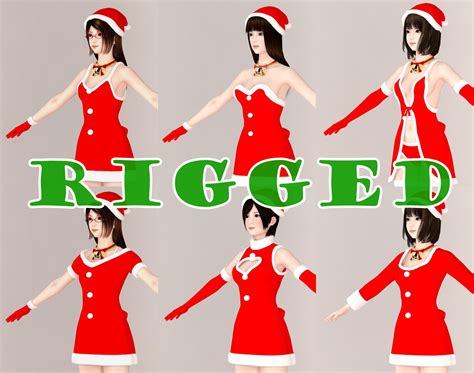 3d T Pose Rigged Model Of 4 Girls With 6 Christmas