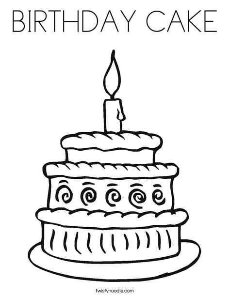 birthday cake coloring page twisty noodle