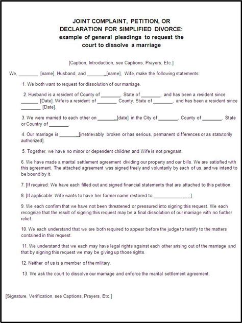 divorce forms  word templates