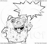 Outlined Ugly Pig Talking Clipart Cartoon Coloring Vector Thoman Cory Regarding Notes sketch template